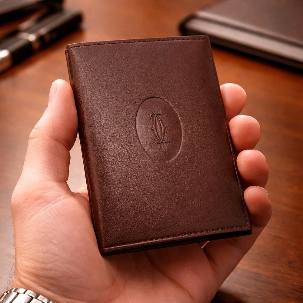 Authentic Full Inclusion Cartier Leather Bi-fold Card Holder